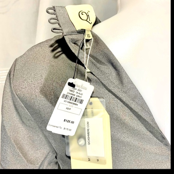 Qi Neiman Marcus $175 Tuxedo Tunic XSP Grey Silver Dress Party Wedding - Picture 7 of 10